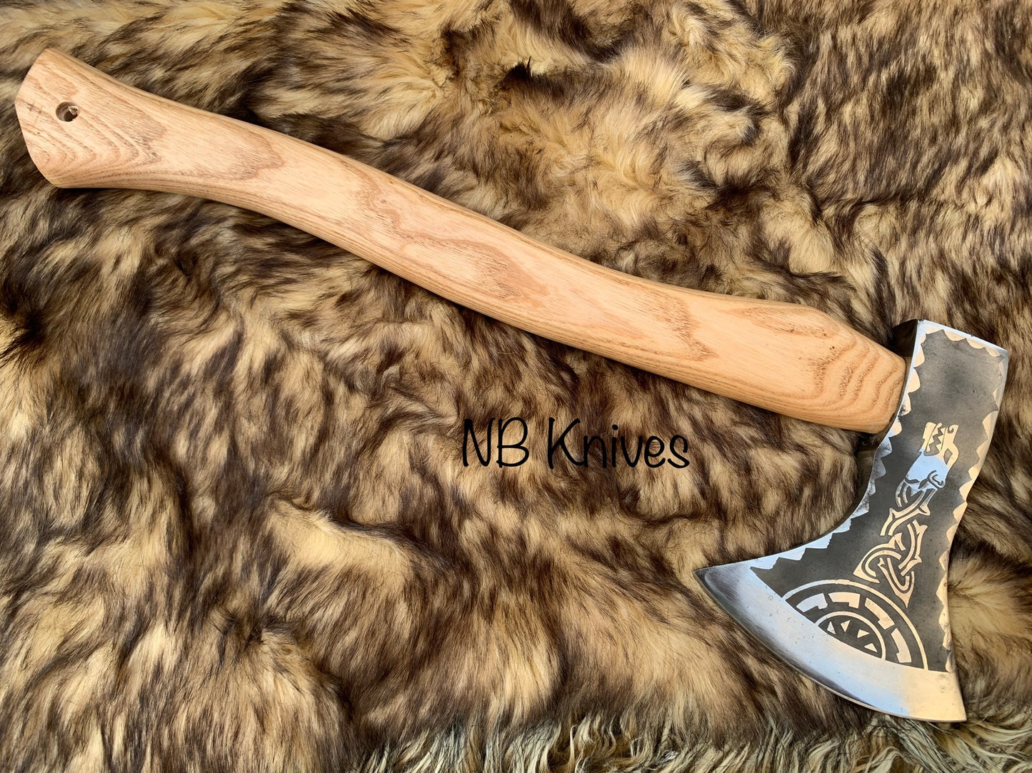 |NB KNIVES| Custom Gift Forged Carbon Steel Viking Axe with Rose Wood Shaft, Viking Bearded Camping Axe, Best Birthday&Anniversary Gift For Him,