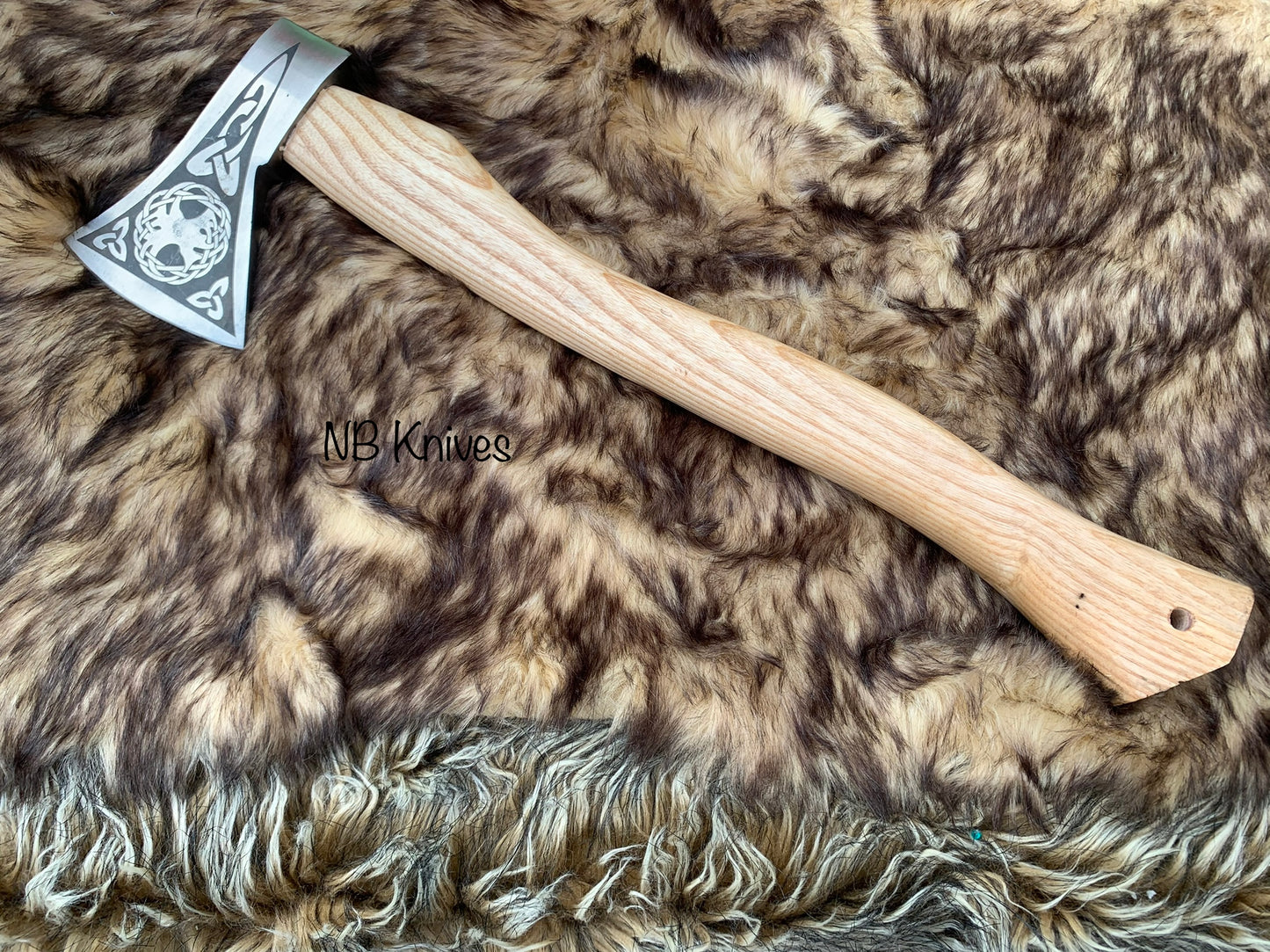 |NB KNIVES| Custom Gift Forged Carbon Steel Viking Axe with Rose Wood Shaft, Viking Bearded Camping Axe, Best Birthday&Anniversary Gift For Him,