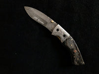 |NB KNIVES| CUSTOM HADNMADE DAMASCUS POCKET KNIFE WITH LEATHER SHEATH