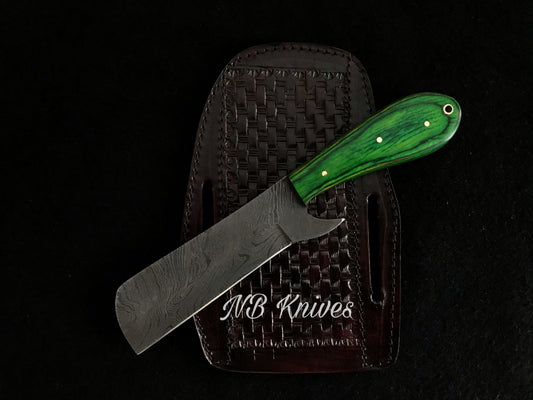 |NB KNIVES| CUSTOM HANDMADE COWBOY BULL CUTTER KNIFE WITH LEATHER SHEATH