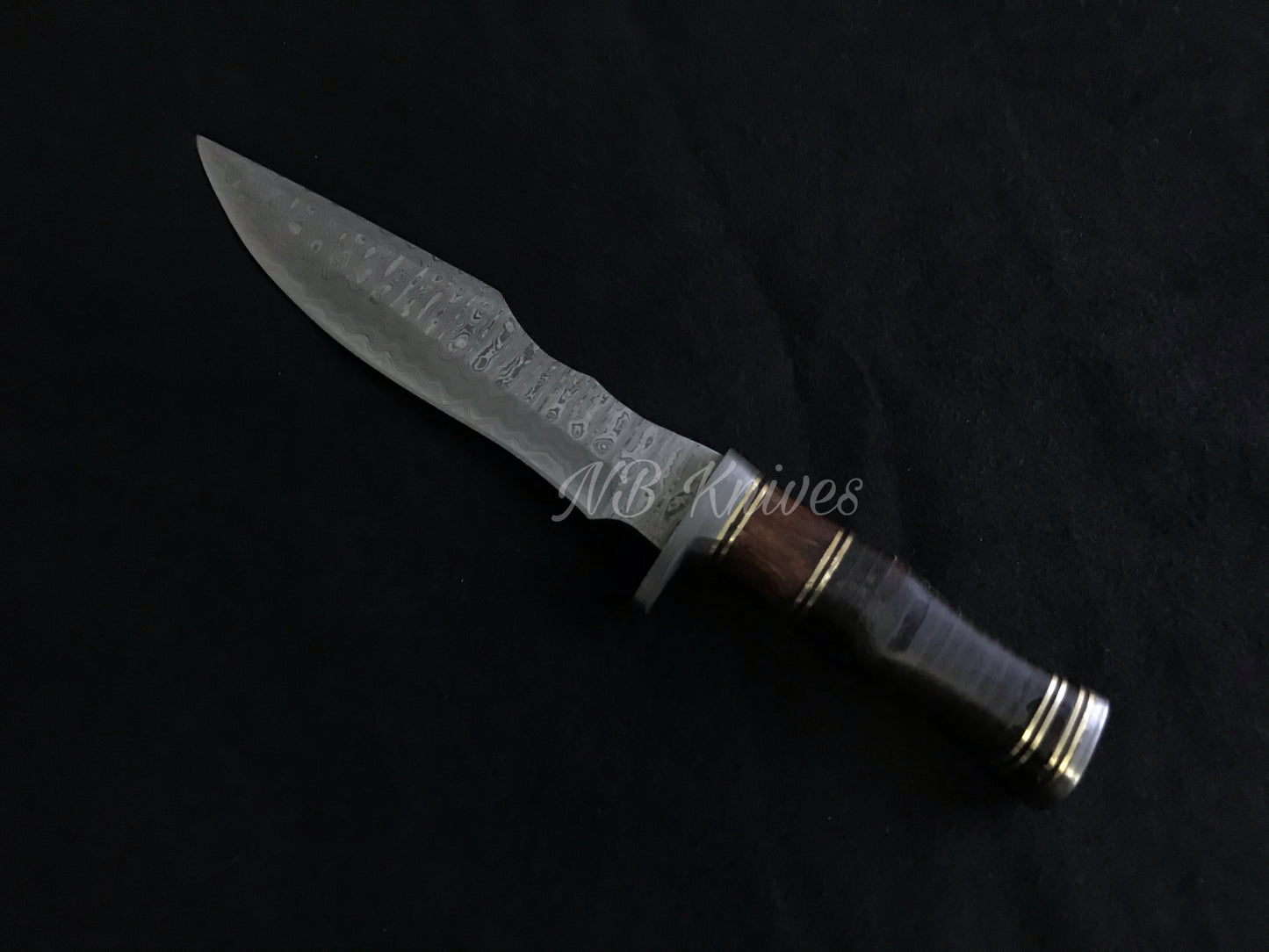 |NB KNIVES| CUSTOM HANDMADE DAMASCUS STEEL HUNTING KNIFE WITH LEATHER SHEATH