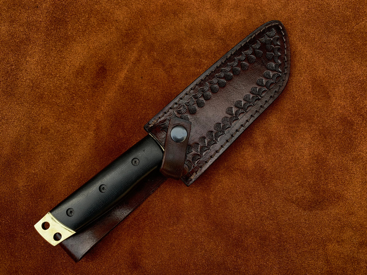 |NB KNIVES| CUSTOM HANDMADE D2 STEEL TANTO BLADE KNIFE HANDLE MICARTA WITH LEATHER SHEATH