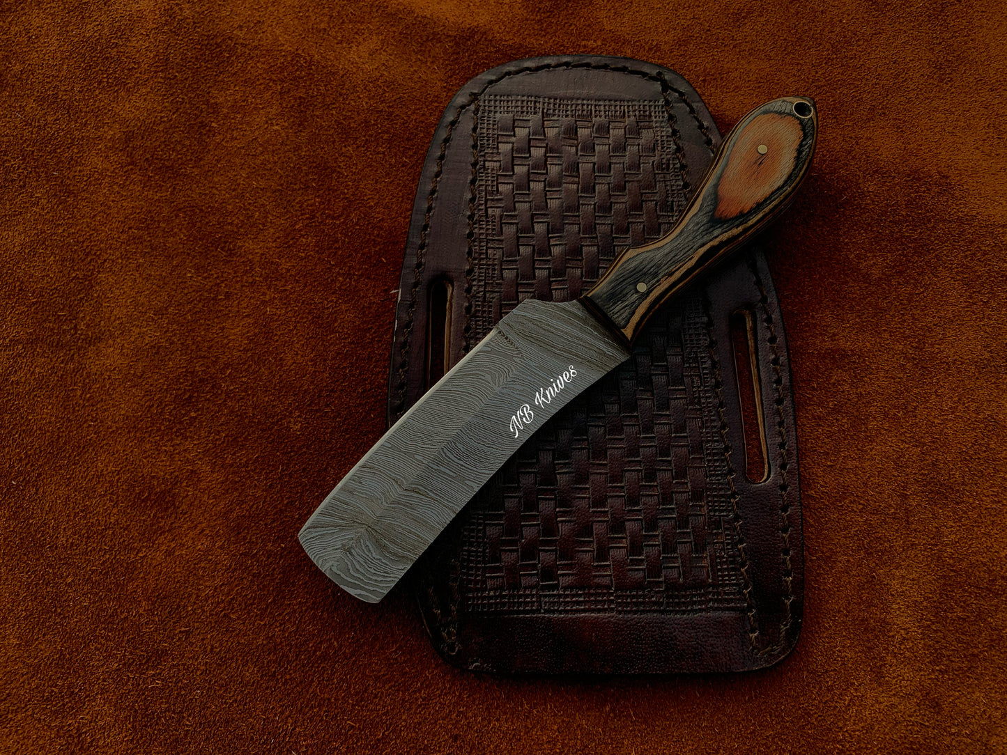 |NB KNIVES| CUSTOM HANDMADE COWBOY BULL CUTTER KNIFE WITH LEATHER SHEATH