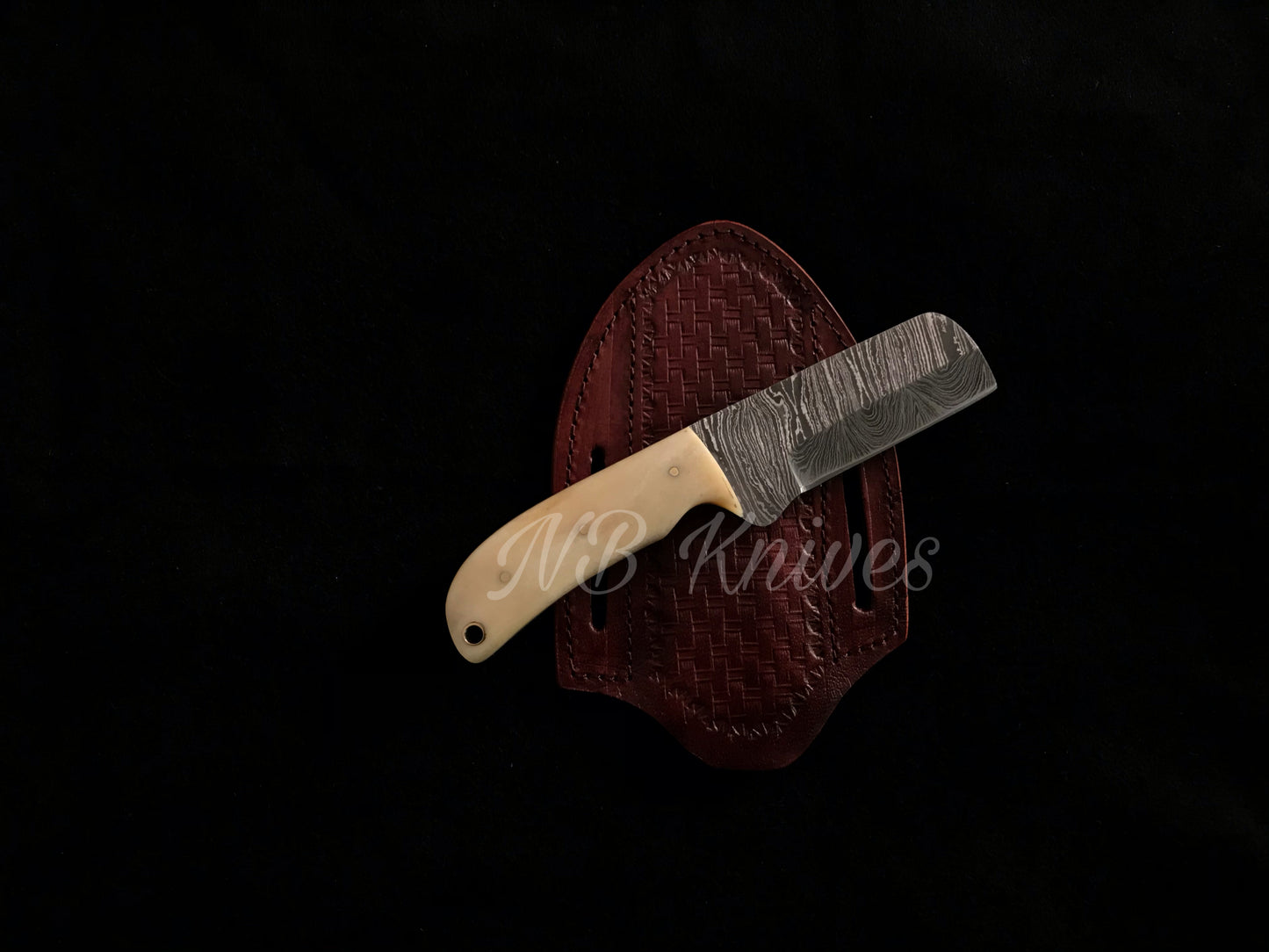 |NB KNIVES| CUSTOM HANDMADE COWBOY BULL CUTTER KNIFE WITH LEATHER SHEATH