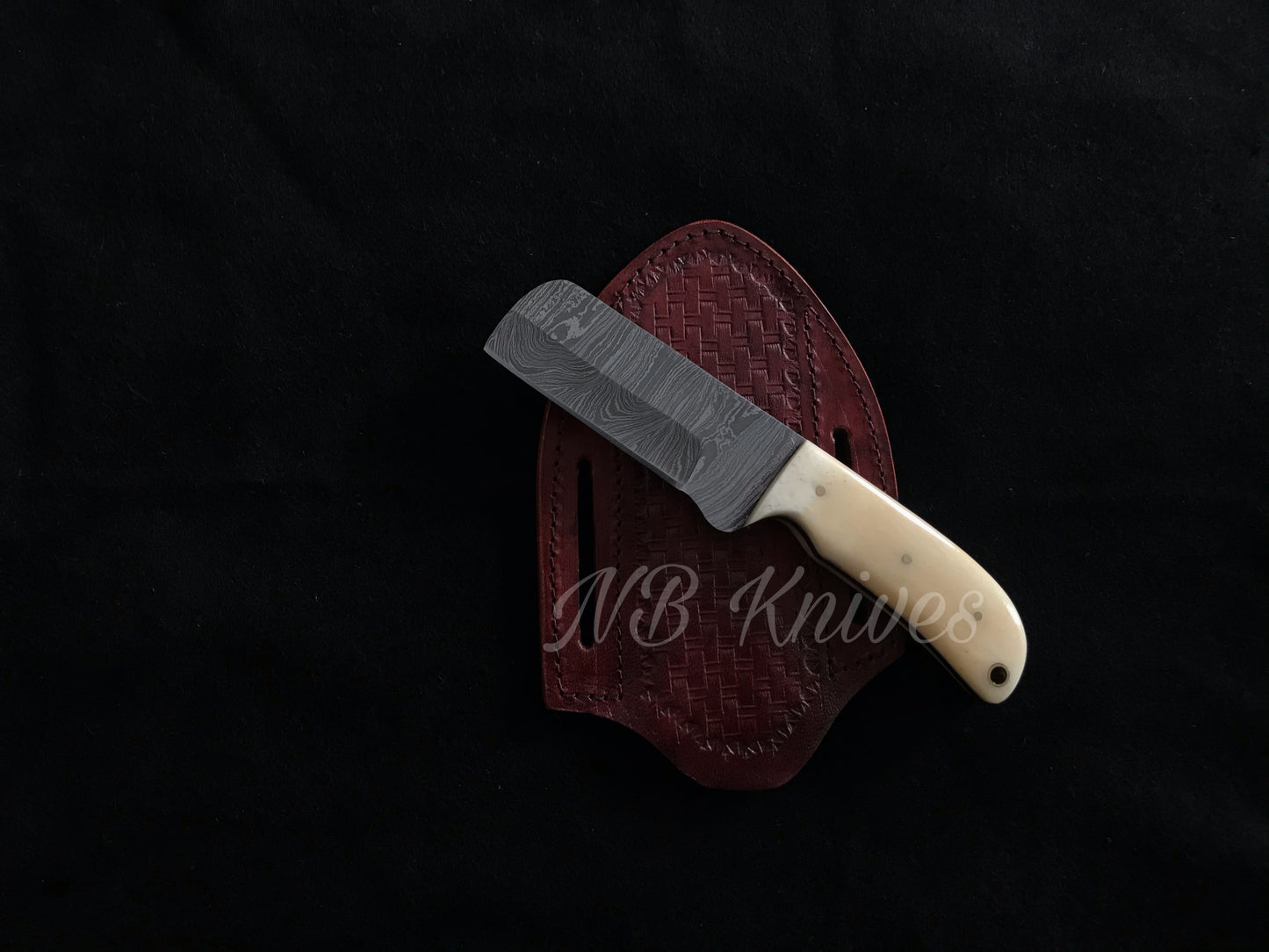 |NB KNIVES| CUSTOM HANDMADE COWBOY BULL CUTTER KNIFE WITH LEATHER SHEATH