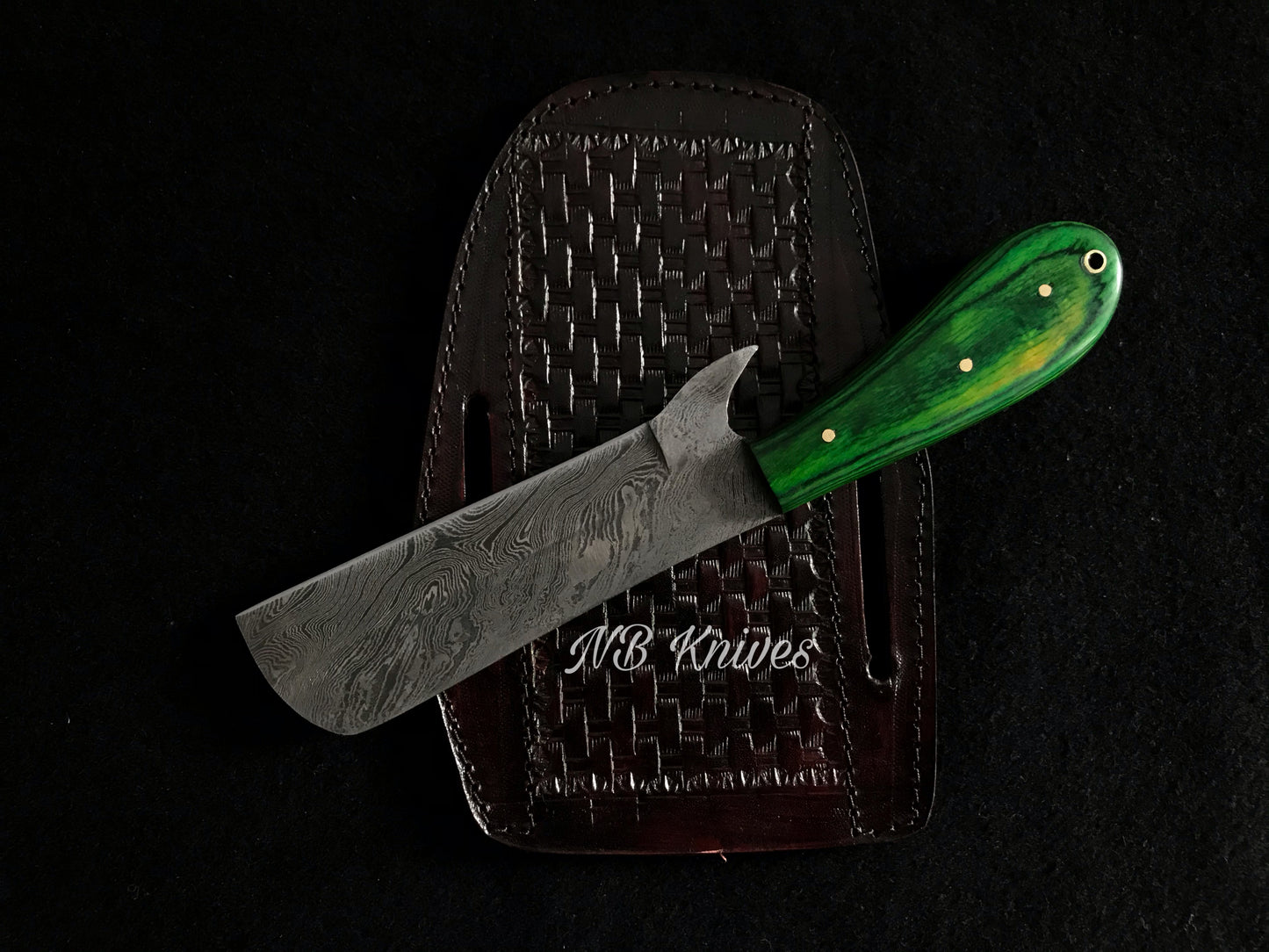 |NB KNIVES| CUSTOM HANDMADE COWBOY BULL CUTTER KNIFE WITH LEATHER SHEATH