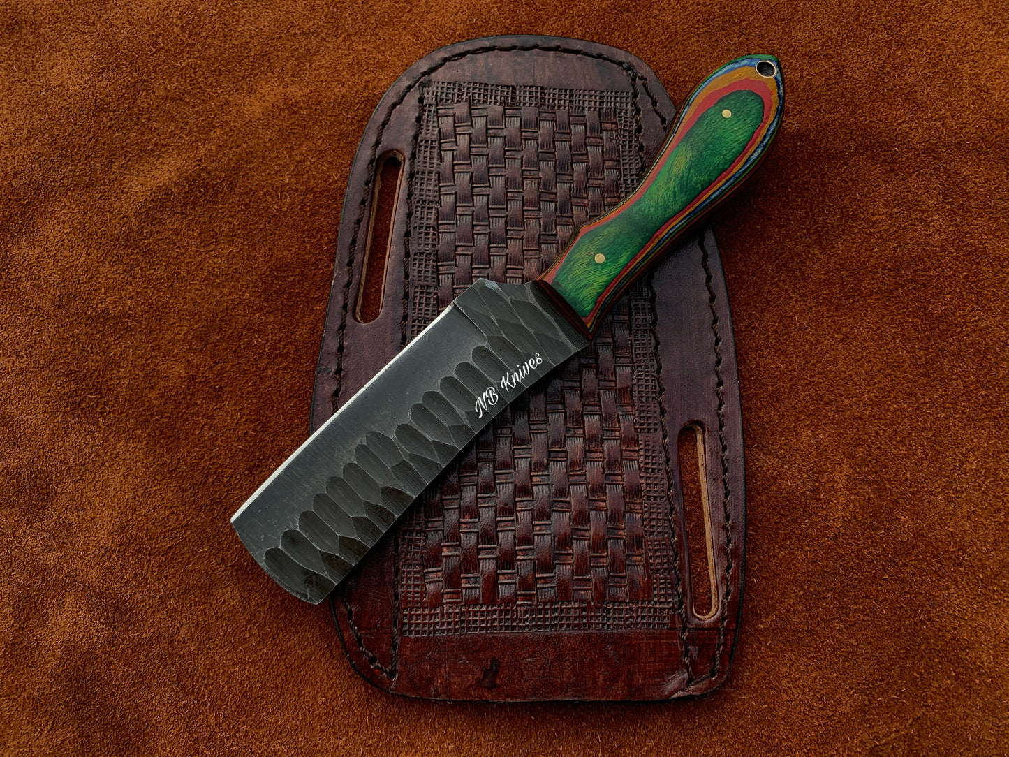 |NB KNIVES| CUSTOM HANDMADE COWBOY BULL CUTTER KNIFE WITH LEATHER SHEATH