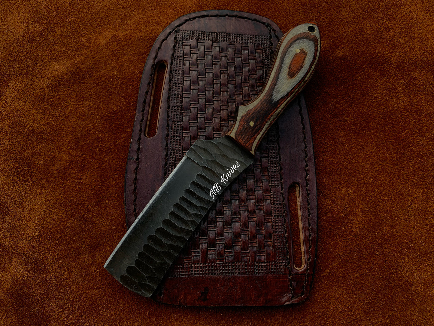 |NB KNIVES| CUSTOM HANDMADE COWBOY BULL CUTTER KNIFE WITH LEATHER SHEATH