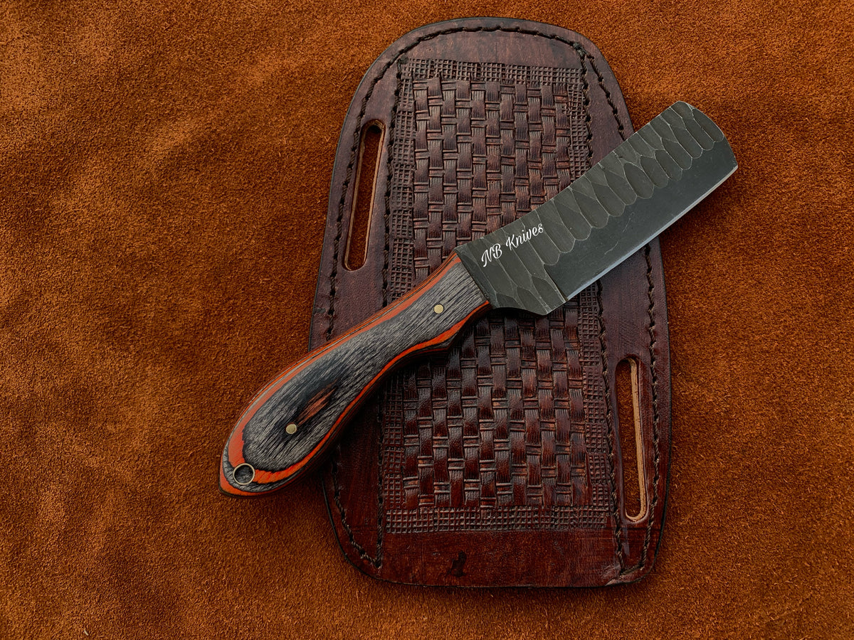 |NB KNIVES| CUSTOM HANDMADE COWBOY BULL CUTTER KNIFE WITH LEATHER SHEATH