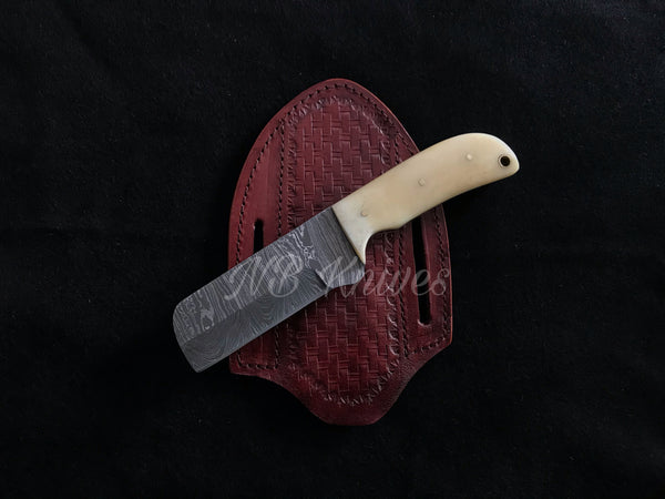 |NB KNIVES| CUSTOM HANDMADE COWBOY BULL CUTTER KNIFE WITH LEATHER SHEATH