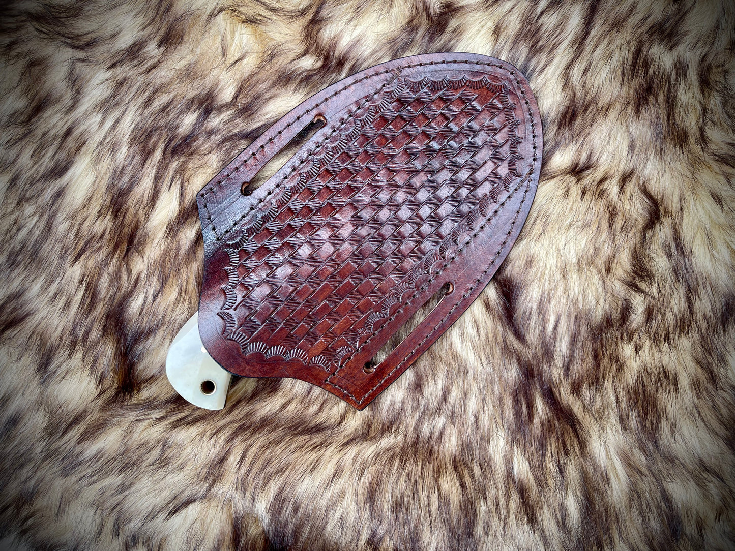 |NB KNIVES| CUSTOM HANDMADE DAMASCUS COWBOY BULL CUTTER KNIFE WITH LEATHER SHEATH