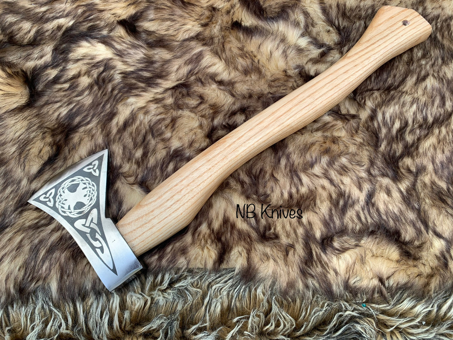 |NB KNIVES| Custom Gift Forged Carbon Steel Viking Axe with Rose Wood Shaft, Viking Bearded Camping Axe, Best Birthday&Anniversary Gift For Him,