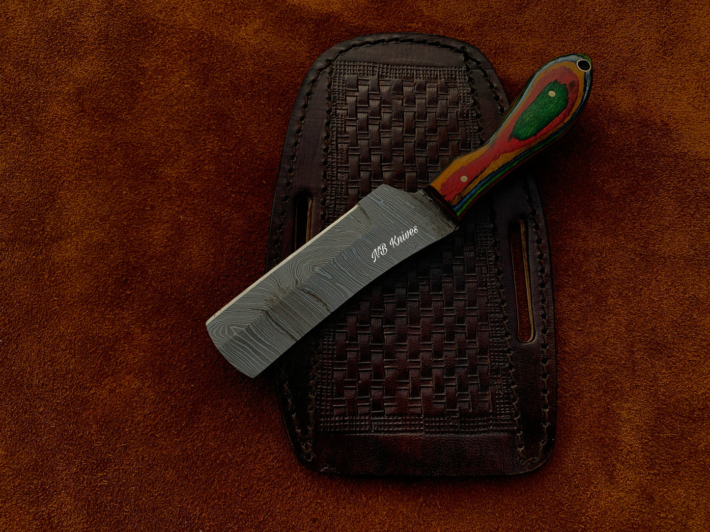 |NB KNIVES| CUSTOM HANDMADE COWBOY BULL CUTTER KNIFE WITH LEATHER SHEATH