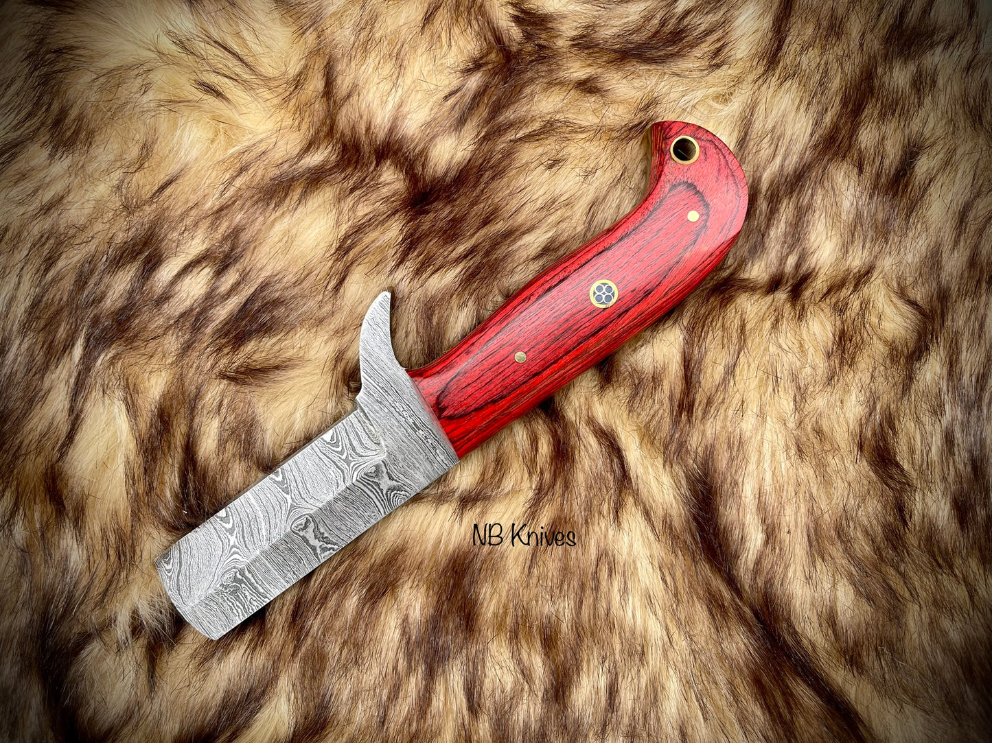 |NB KNIVES| CUSTOM HANDMADE DAMASCUS COWBOY BULL CUTTER KNIFE WITH LEATHER SHEATH