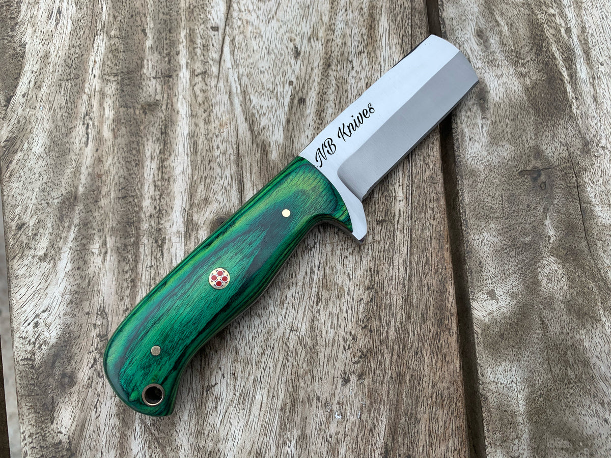 |NB KNIVES| CUSTOM HANDMADE DAMASCUS COWBOY BULL CUTTER KNIFE WITH LEATHER SHEATH