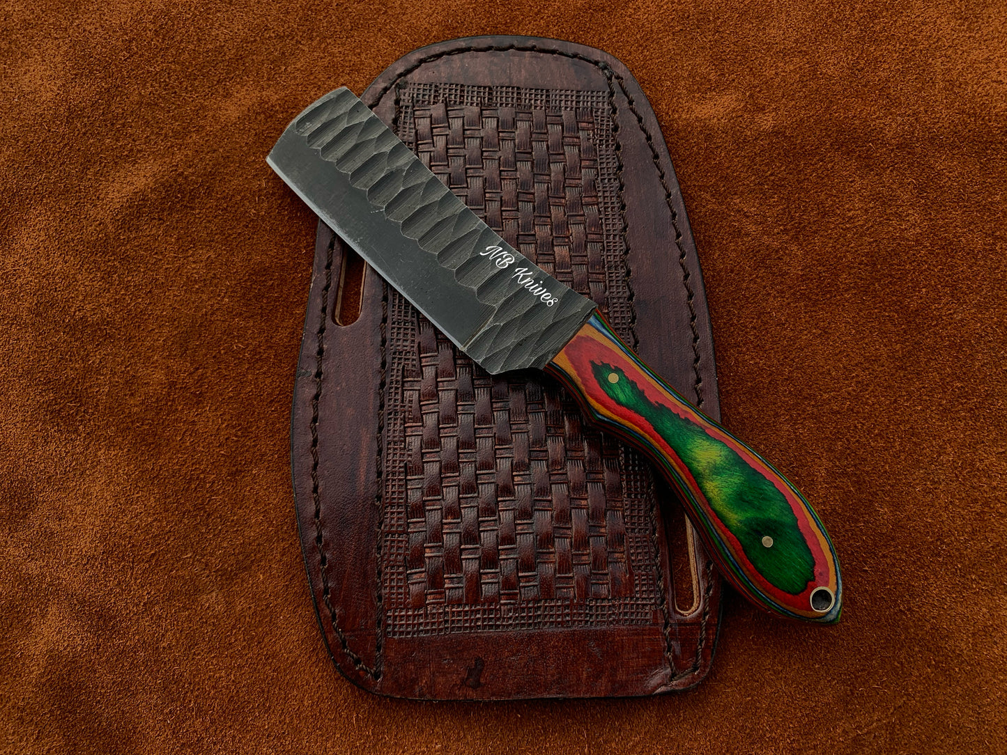 |NB KNIVES| CUSTOM HANDMADE COWBOY BULL CUTTER KNIFE WITH LEATHER SHEATH