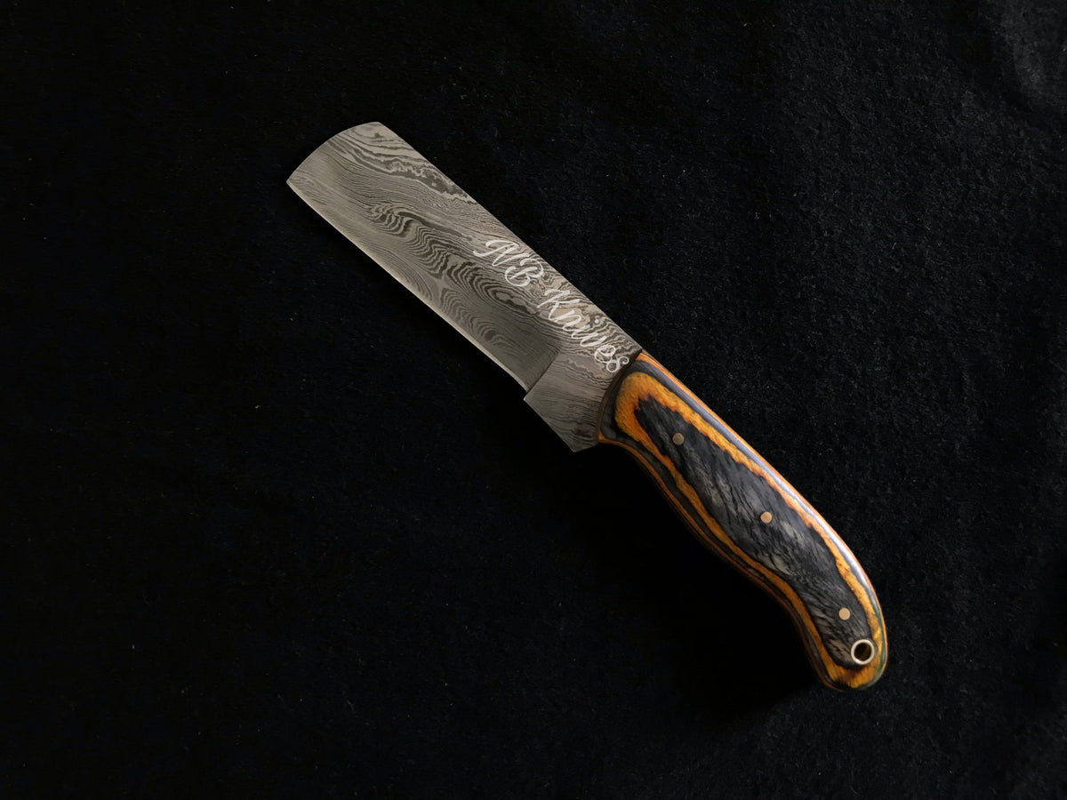 |NB KNIVES| CUSTOM HANDMADE DAMASCUS COWBOY BULL CUTTER KNIFE WITH LEATHER SHEATH