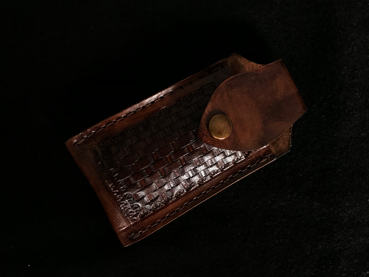 |NB KNIVES| CUSTOM HAND MADE DAMASCUS POCKET KNIFE WITH LEATHER SHEATH