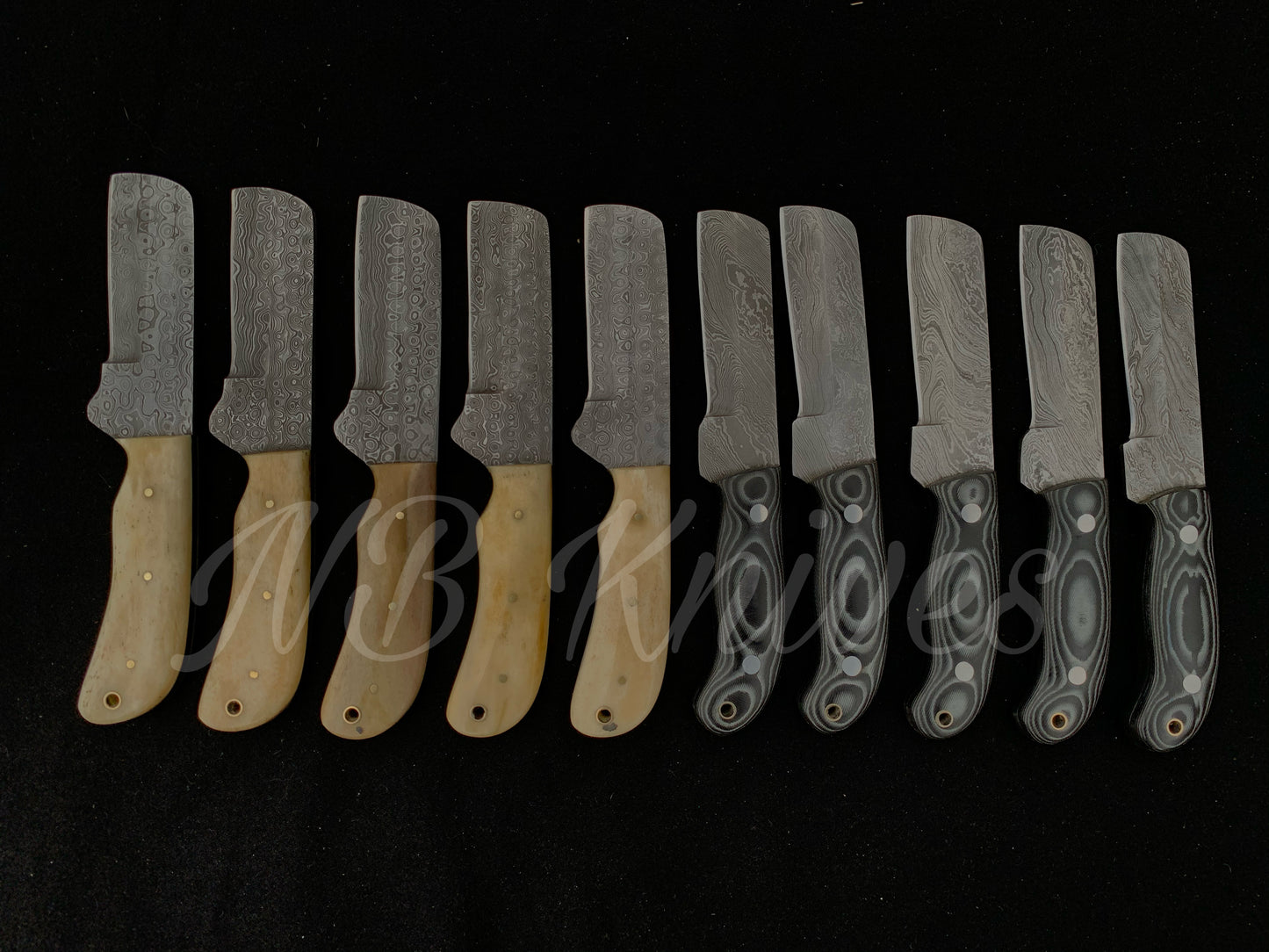|NB KNIVES| CUSTOM HANDMADE LOT OF 10 COW BOY BULL CUTTER KNIVES WITH LEATHER SHEATH