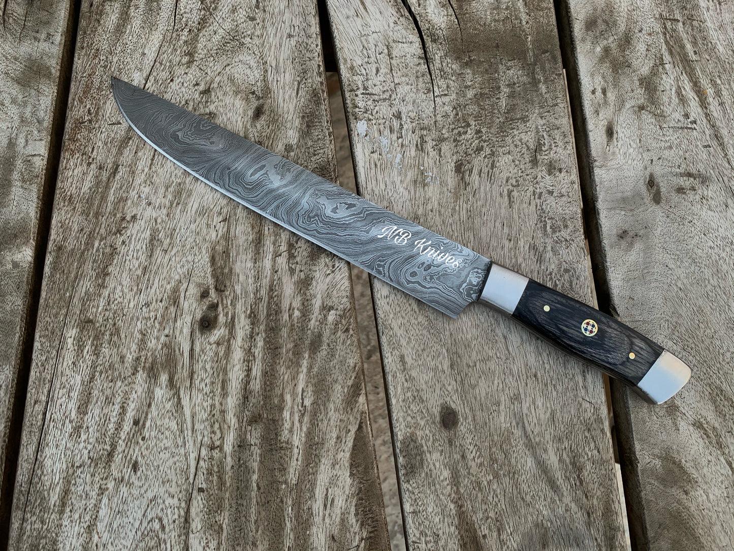 |NB KNIVES| CUSTOM HANDMADE DAMASCUS STEEL CHEF KNIFE HANDLE HARDWOOD