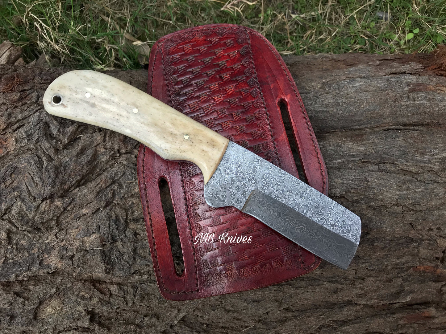 |NB KNIVES| CUSTOM HANDMADE COWBOY BULL CUTTER KNIFE WITH LEATHER SHEATH