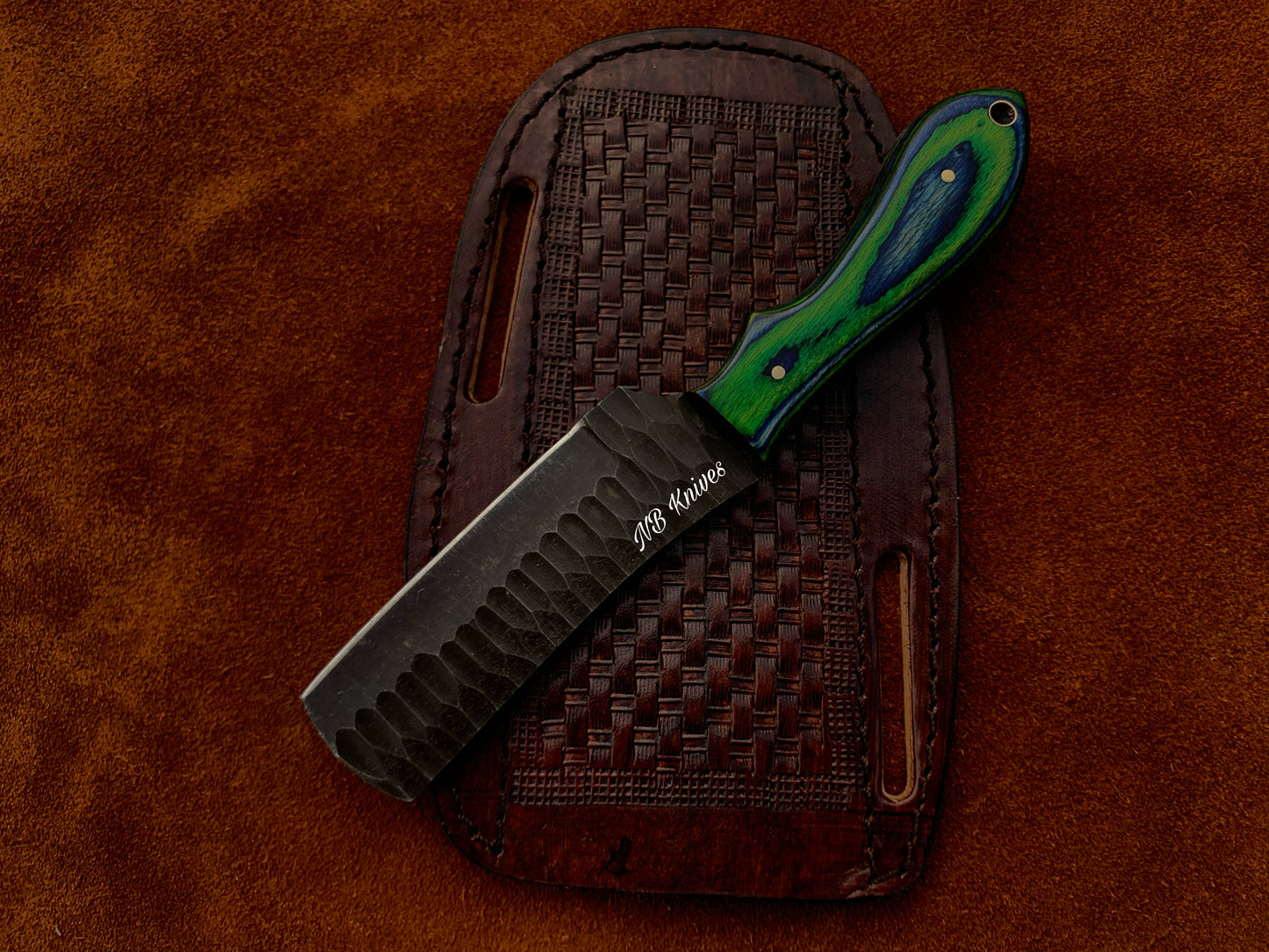 |NB KNIVES| CUSTOM HANDMADE COWBOY BULL CUTTER KNIFE WITH LEATHER SHEATH