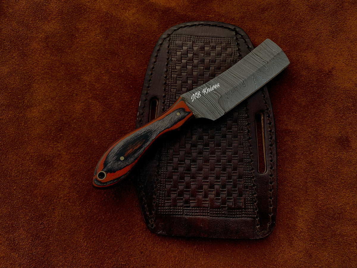 |NB KNIVES| CUSTOM HANDMADE COWBOY BULL CUTTER KNIFE WITH LEATHER SHEATH