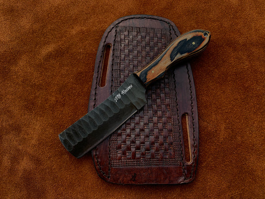 |NB KNIVES| CUSTOM HANDMADE COWBOY BULL CUTTER KNIFE WITH LEATHER SHEATH