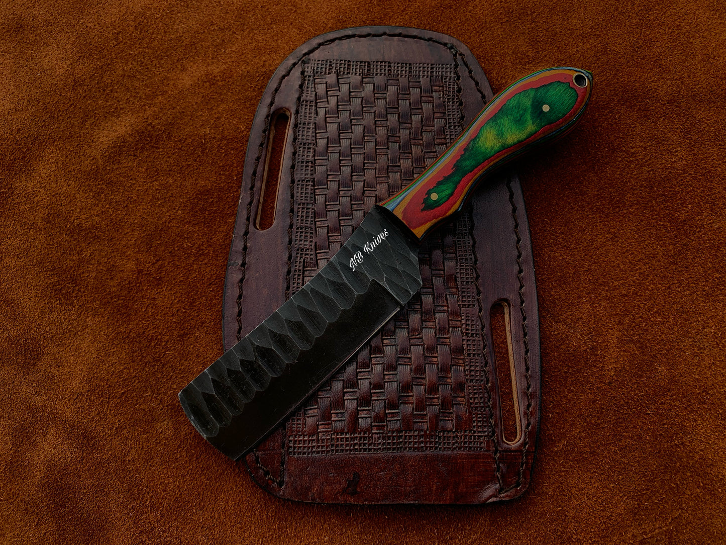 |NB KNIVES| CUSTOM HANDMADE COWBOY BULL CUTTER KNIFE WITH LEATHER SHEATH