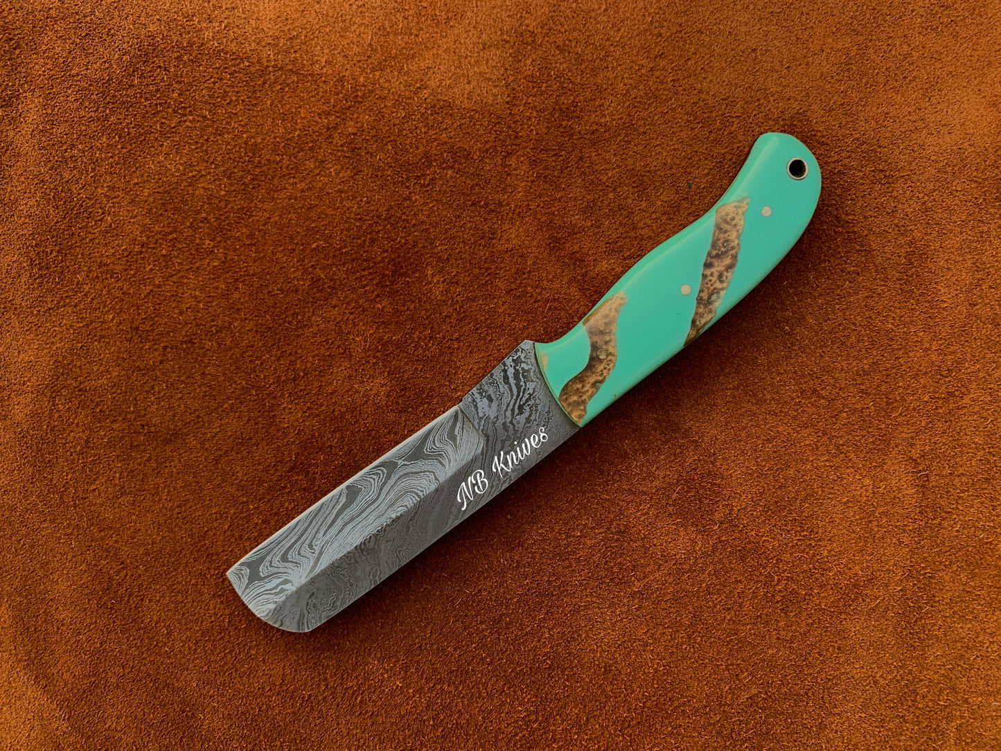 |NB KNIVES| CUSTOM HANDMADE DAMASCUS COWBOY BULL CUTTER KNIFE WITH LEATHER SHEATH