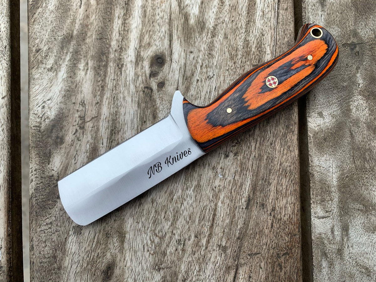 |NB KNIVES| CUSTOM HANDMADE DAMASCUS COWBOY BULL CUTTER KNIFE WITH LEATHER SHEATH
