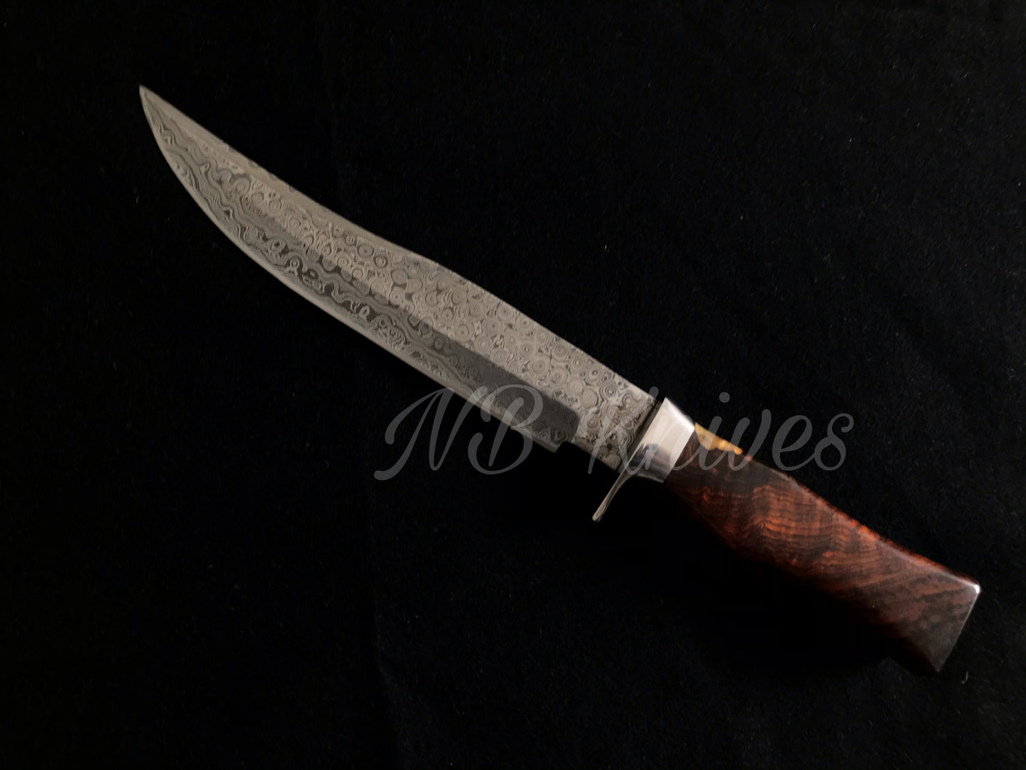 |NB KNIVES| CUSTOM HANDMADE DAMASCUS STEEL HUNTING KNIFE WITH LEATHER SHEATH