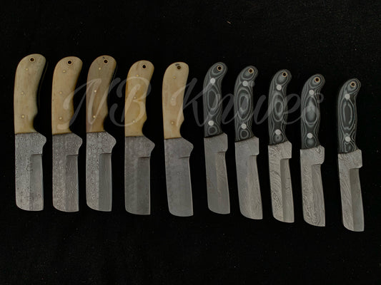 |NB KNIVES| CUSTOM HANDMADE LOT OF 10 COW BOY BULL CUTTER KNIVES WITH LEATHER SHEATH