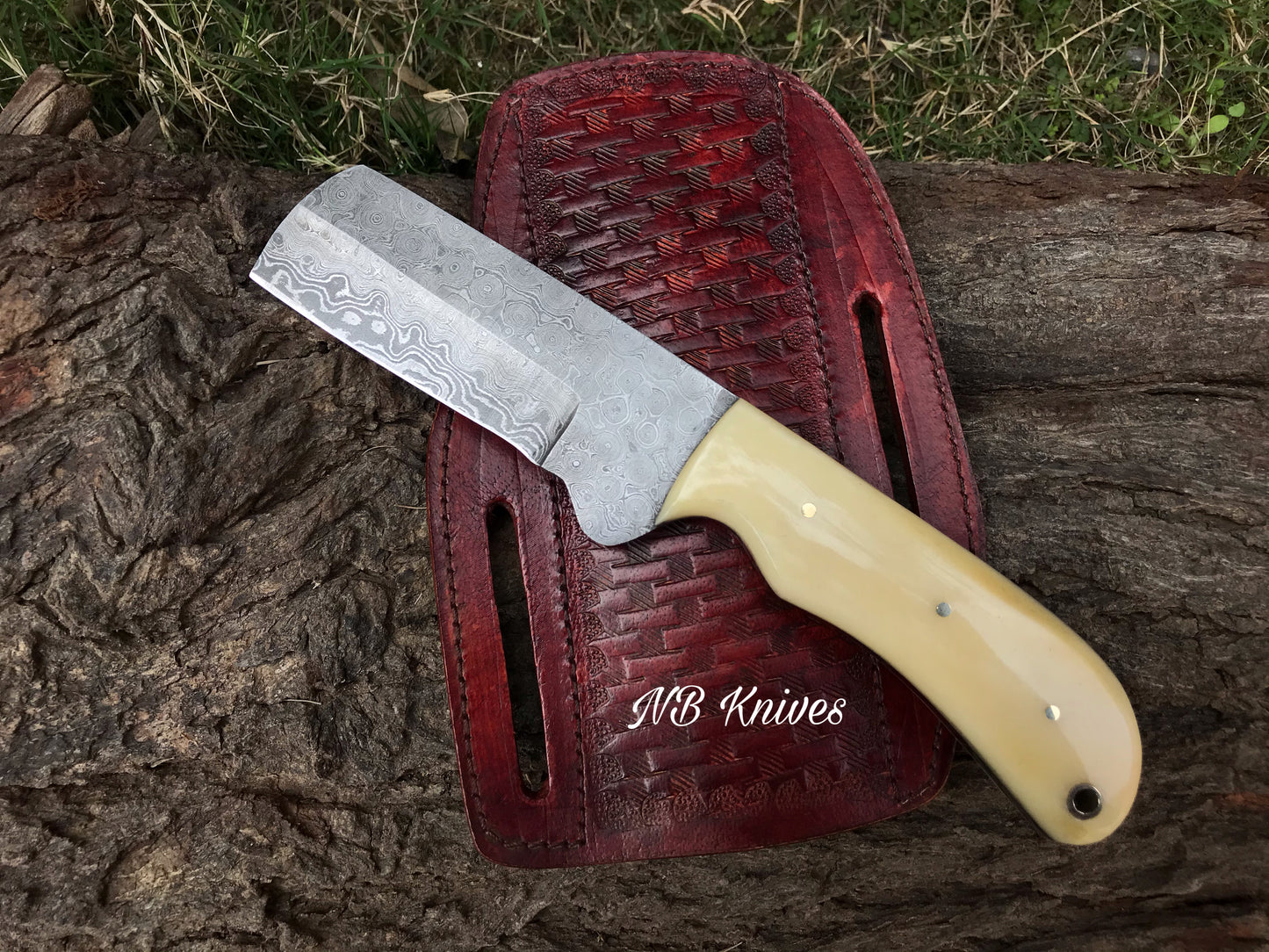 |NB KNIVES| CUSTOM HANDMADE COWBOY BULL CUTTER KNIFE WITH LEATHER SHEATH
