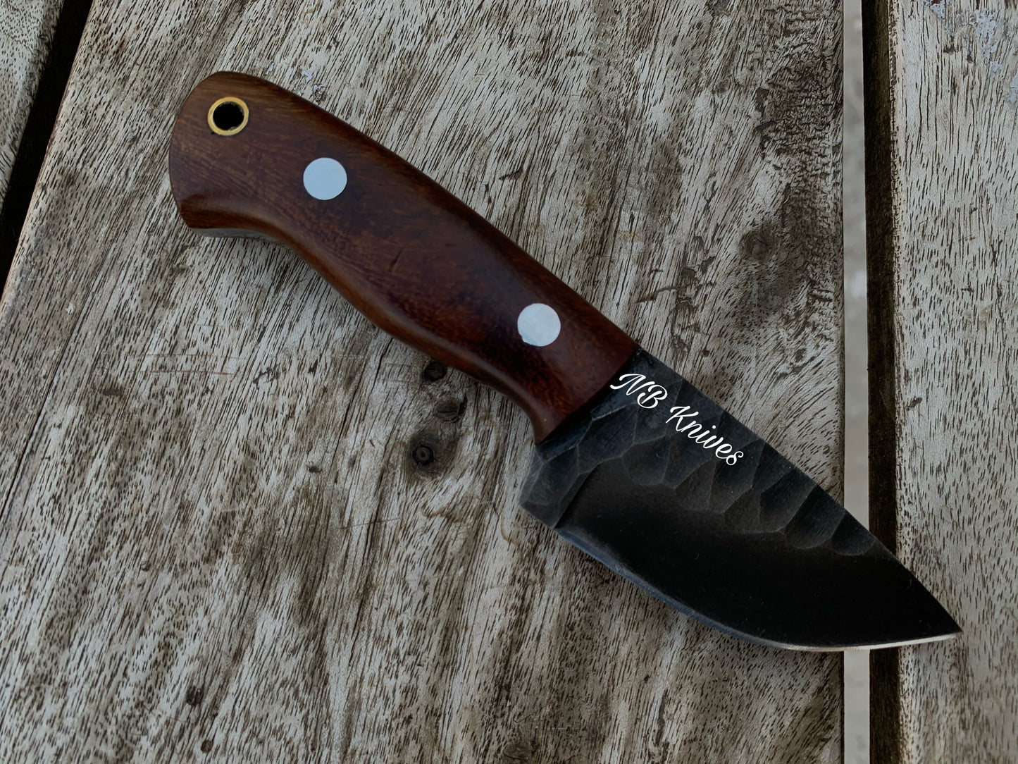 |NB KNIVES| CUSTOM HAND FORGE 1095 STEEL SKINNER KNIFE HANDLE ROSEWOOD