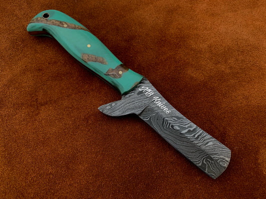 |NB KNIVES| CUSTOM HANDMADE COWBOY BULL CUTTER KNIFE WITH LEATHER SHEATH