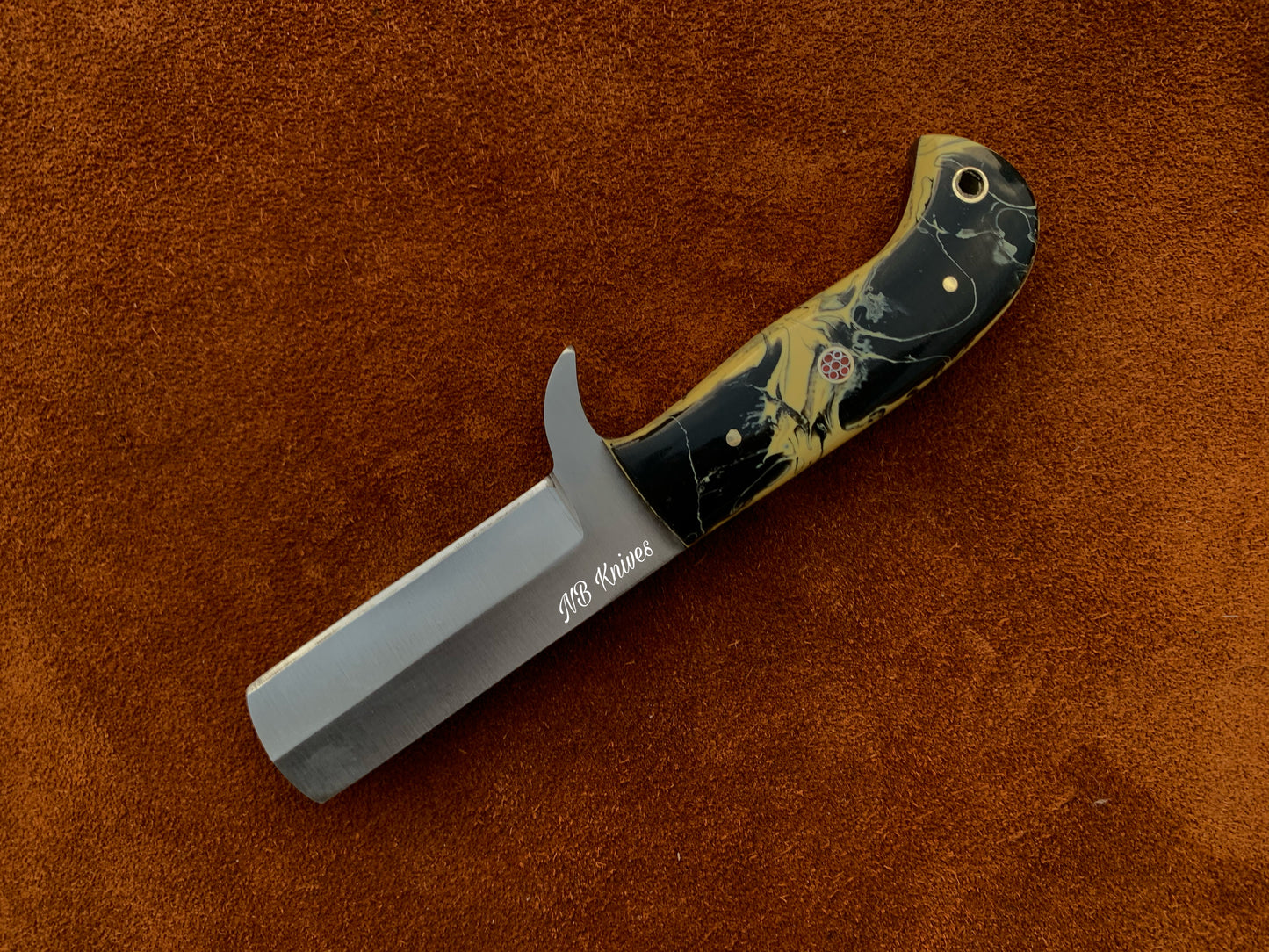 |NB KNIVES| CUSTOM HANDMADE COWBOY BULL CUTTER KNIFE WITH LEATHER SHEATH