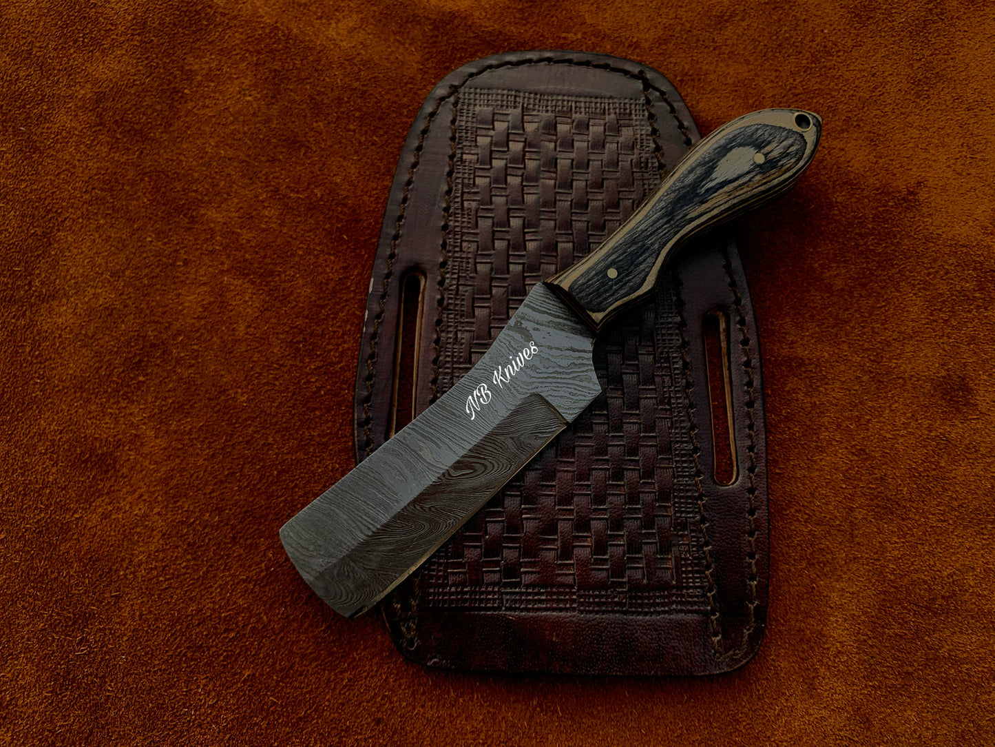 |NB KNIVES| CUSTOM HANDMADE COWBOY BULL CUTTER KNIFE WITH LEATHER SHEATH