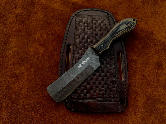 |NB KNIVES| CUSTOM HANDMADE COWBOY BULL CUTTER KNIFE WITH LEATHER SHEATH