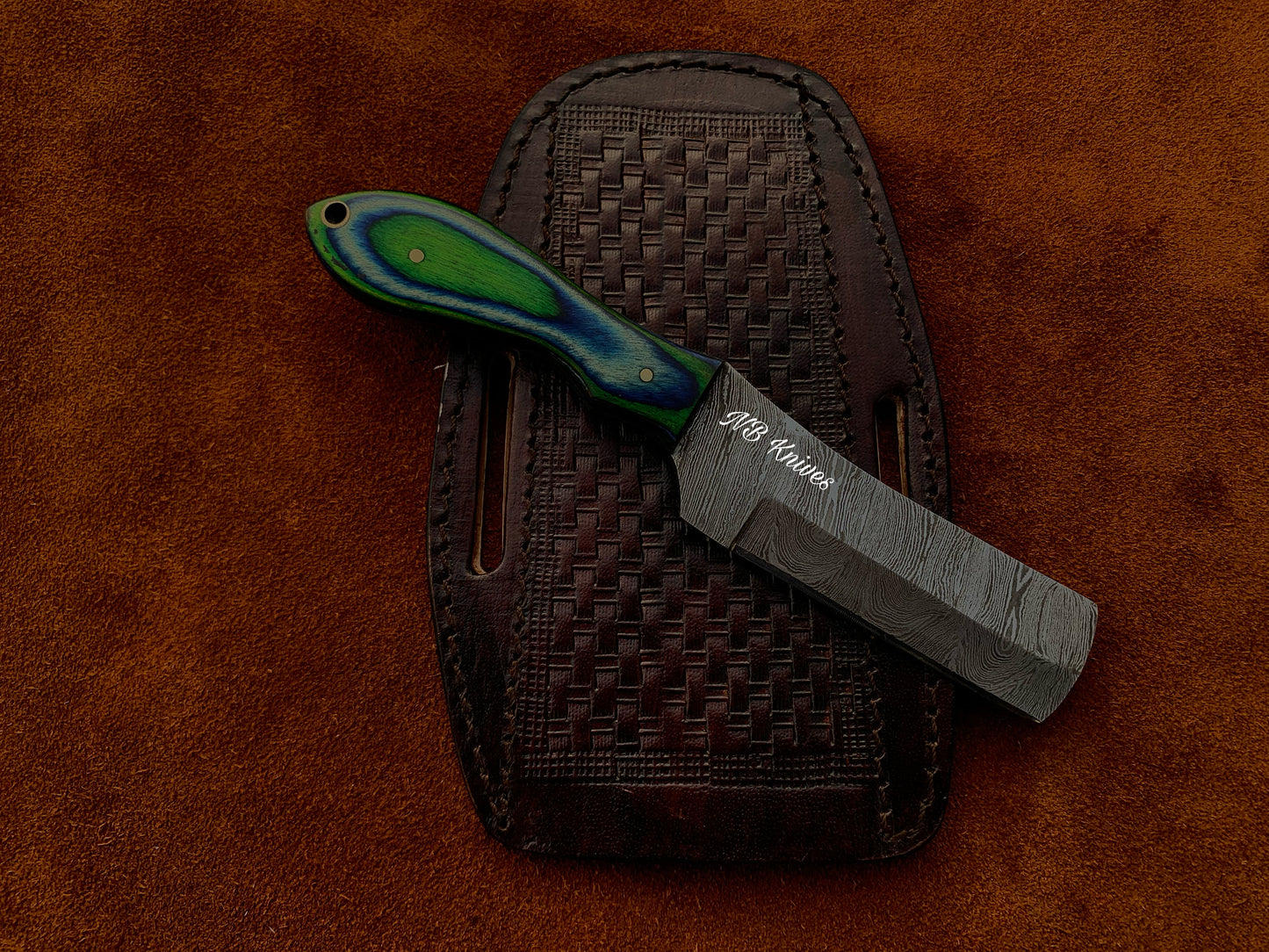 |NB KNIVES| CUSTOM HANDMADE COWBOY BULL CUTTER KNIFE WITH LEATHER SHEATH