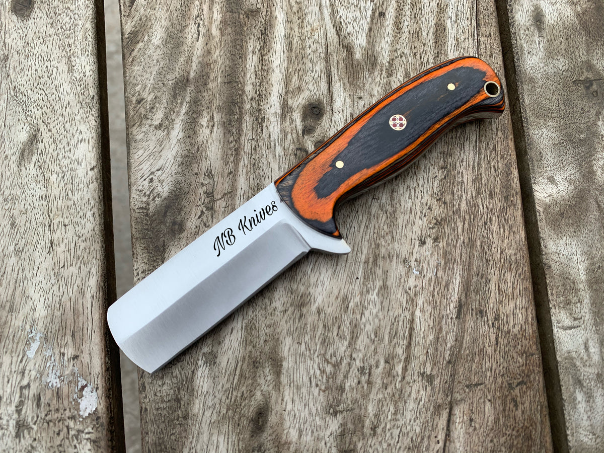 |NB KNIVES| CUSTOM HANDMADE DAMASCUS COWBOY BULL CUTTER KNIFE WITH LEATHER SHEATH