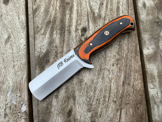 |NB KNIVES| CUSTOM HANDMADE DAMASCUS COWBOY BULL CUTTER KNIFE WITH LEATHER SHEATH