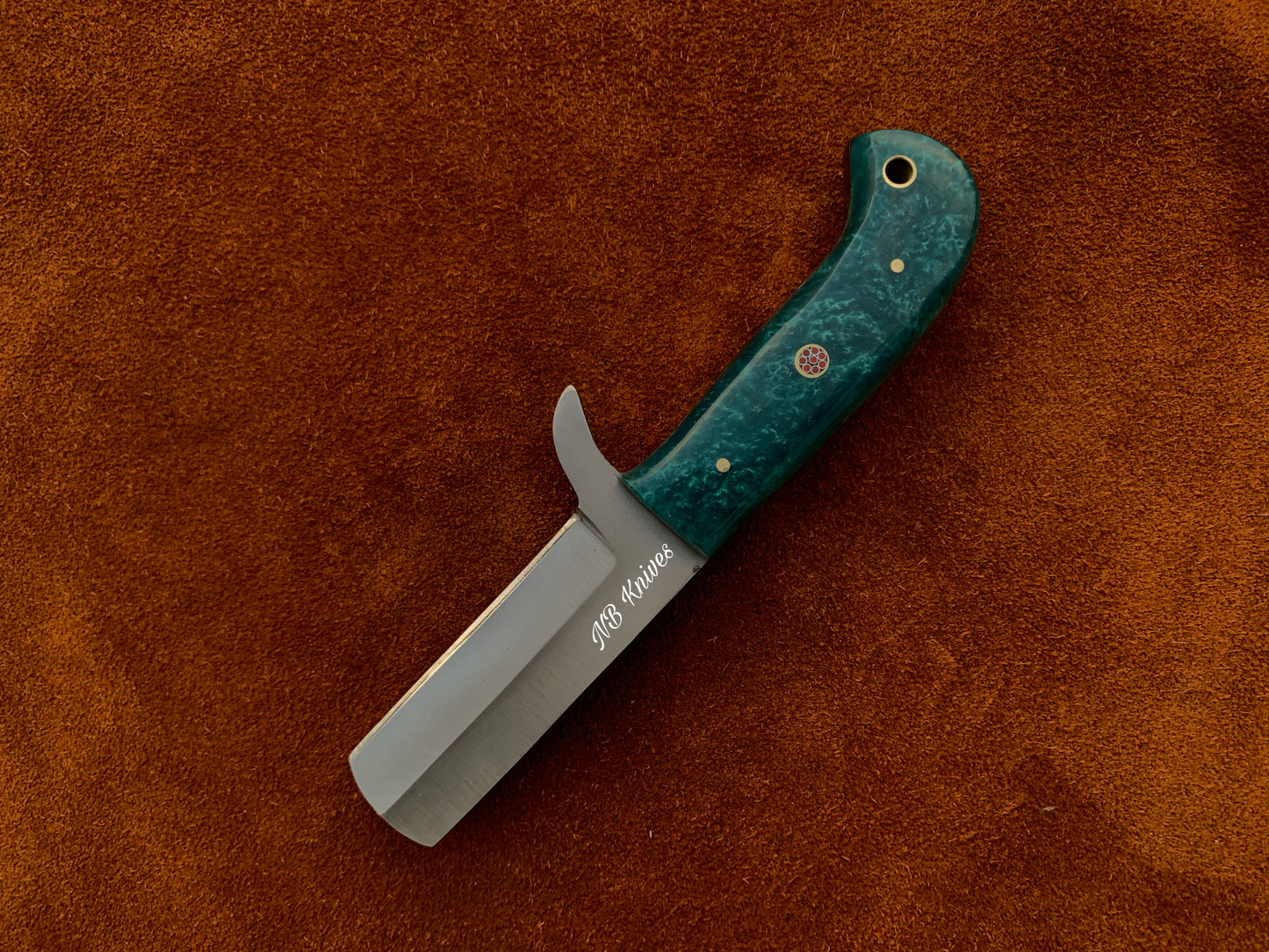 |NB KNIVES| CUSTOM HANDMADE COWBOY BULL CUTTER KNIFE WITH LEATHER SHEATH