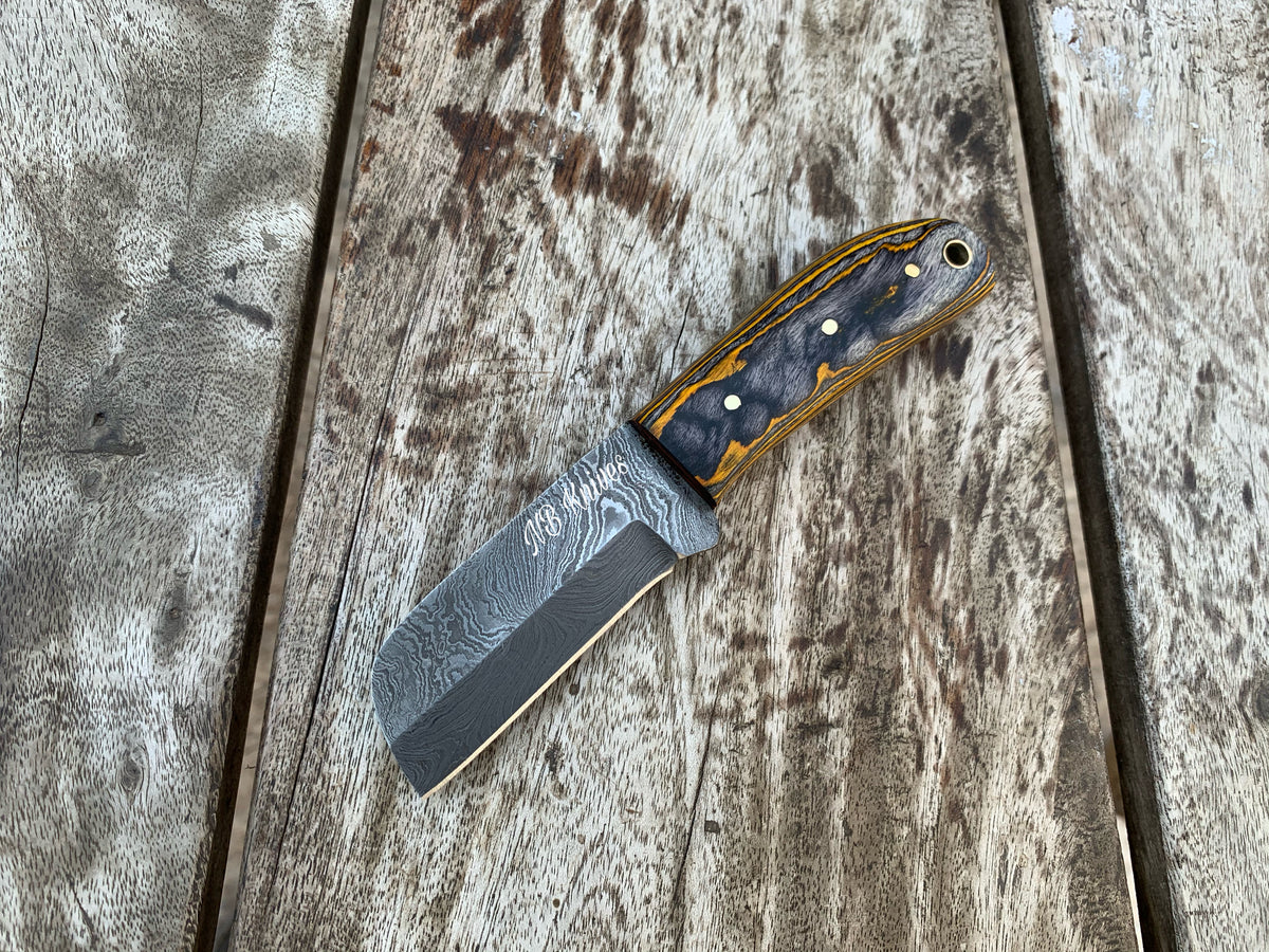 |NB KNIVES| CUSTOM HANDMADE DAMASCUS COWBOY BULL CUTTER KNIFE WITH LEATHER SHEATH