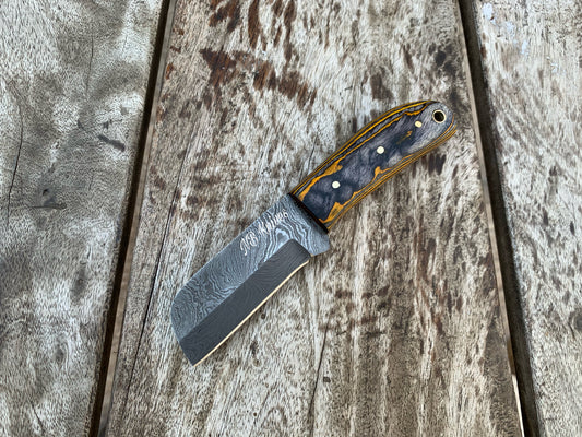 |NB KNIVES| CUSTOM HANDMADE DAMASCUS COWBOY BULL CUTTER KNIFE WITH LEATHER SHEATH