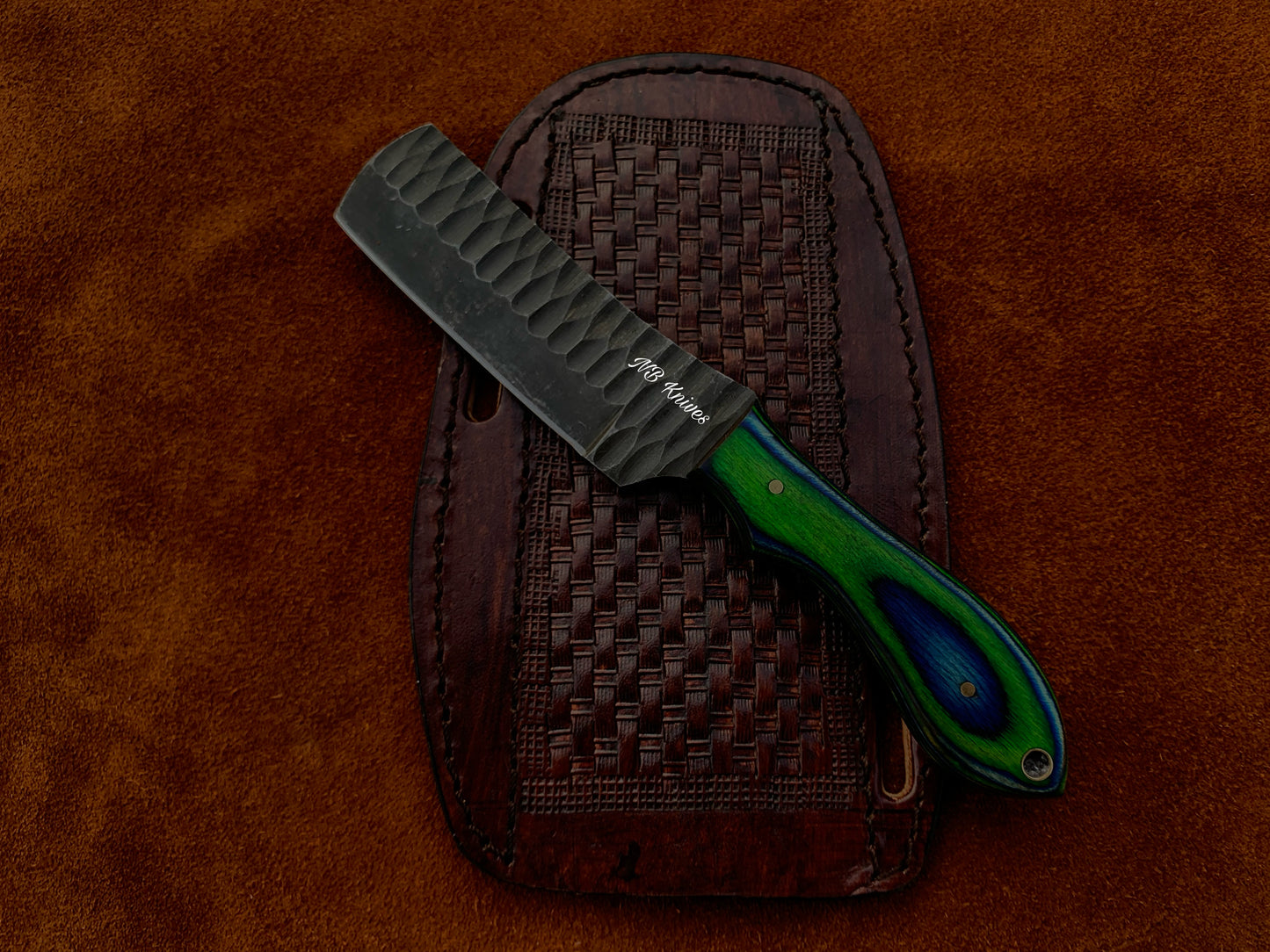 |NB KNIVES| CUSTOM HANDMADE COWBOY BULL CUTTER KNIFE WITH LEATHER SHEATH