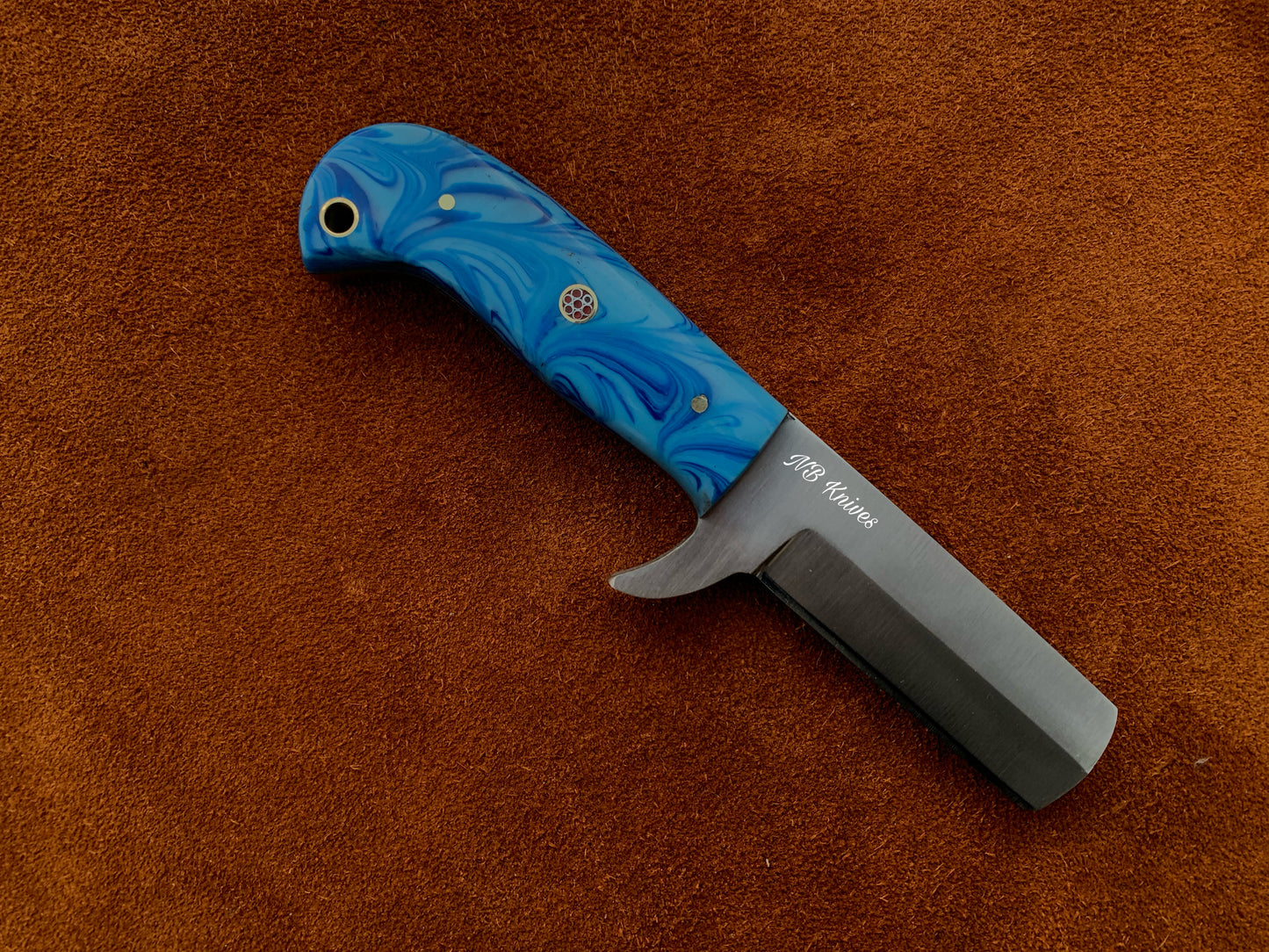 |NB KNIVES| CUSTOM HANDMADE COWBOY BULL CUTTER KNIFE WITH LEATHER SHEATH