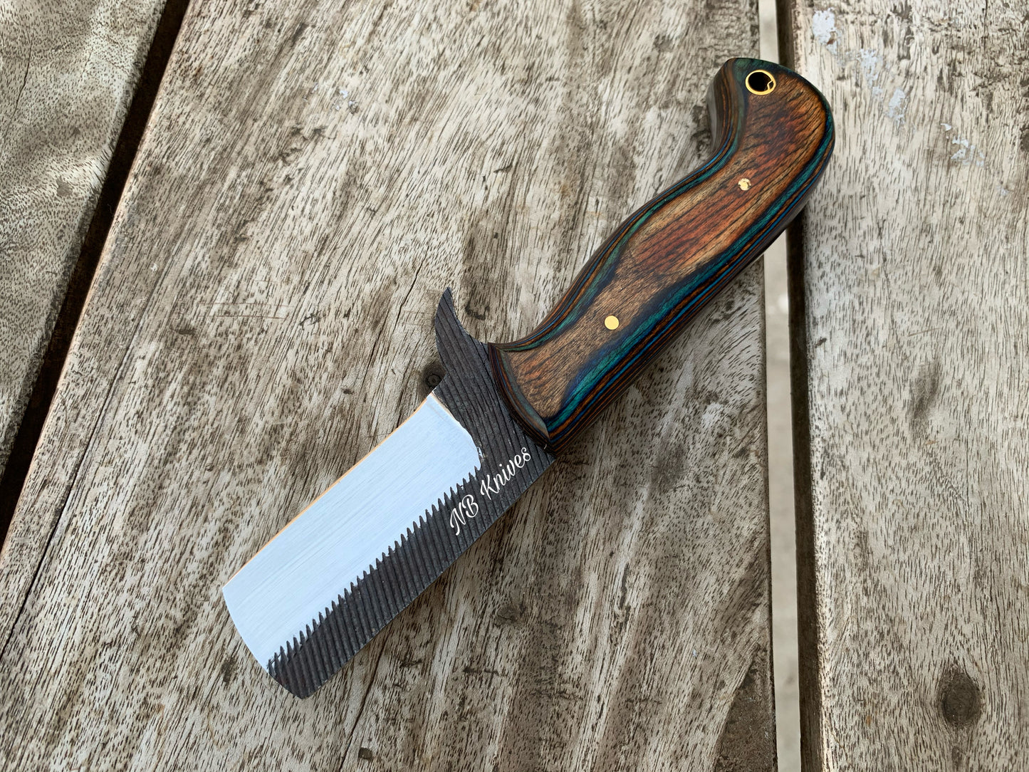 |NB KNIVES| CUSTOM HANDMADE COWBOY BULL CUTTER KNIFE WITH LEATHER SHEATH