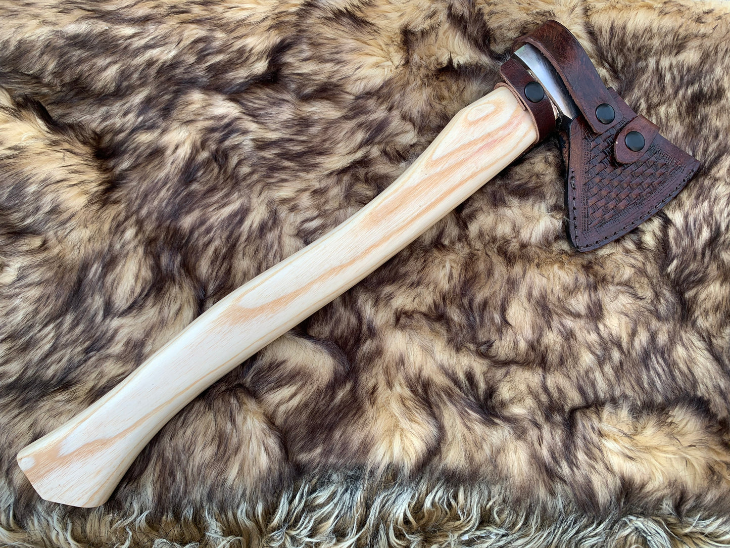 |NB KNIVES| Custom Gift Forged Carbon Steel Viking Axe with Rose Wood Shaft, Viking Bearded Camping Axe, Best Birthday&Anniversary Gift For Him,