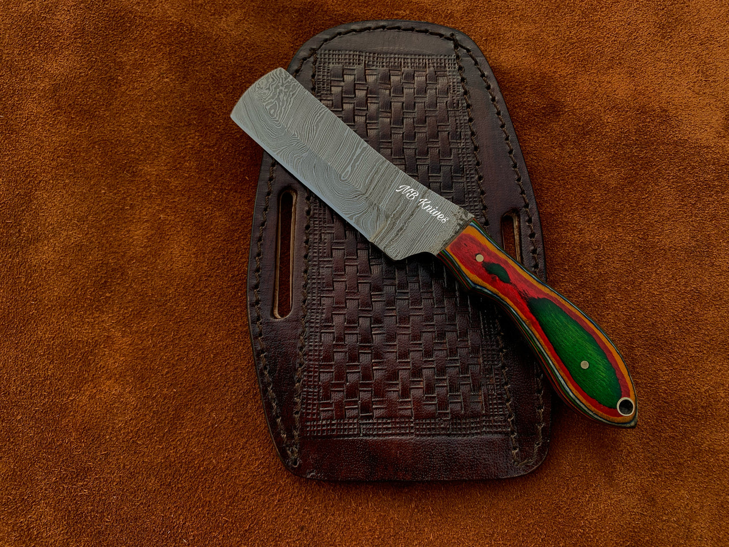 |NB KNIVES| CUSTOM HANDMADE COWBOY BULL CUTTER KNIFE WITH LEATHER SHEATH